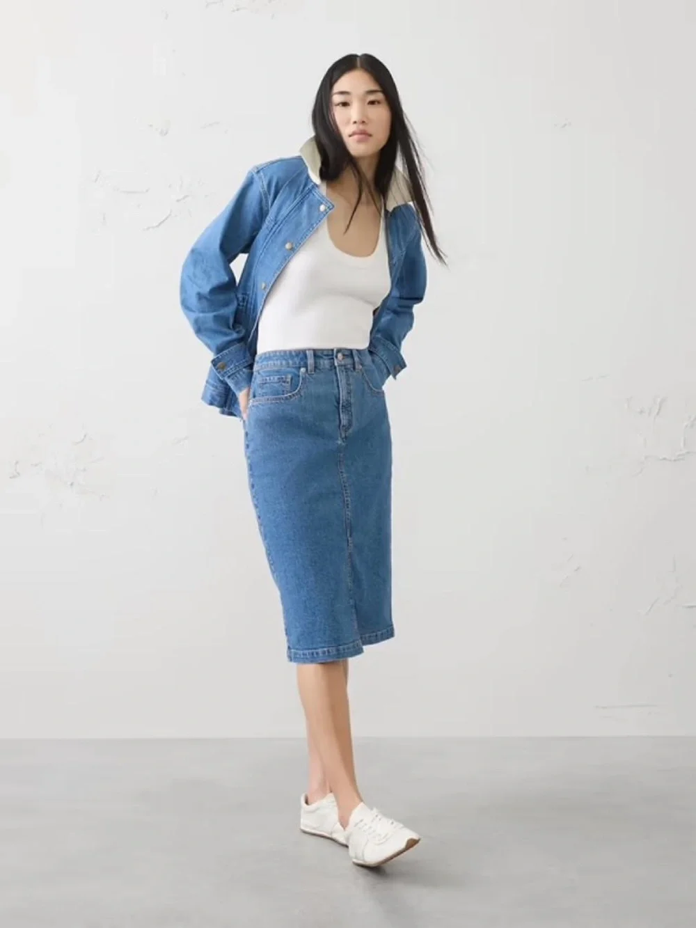 banana republic factory denim pencil skirt